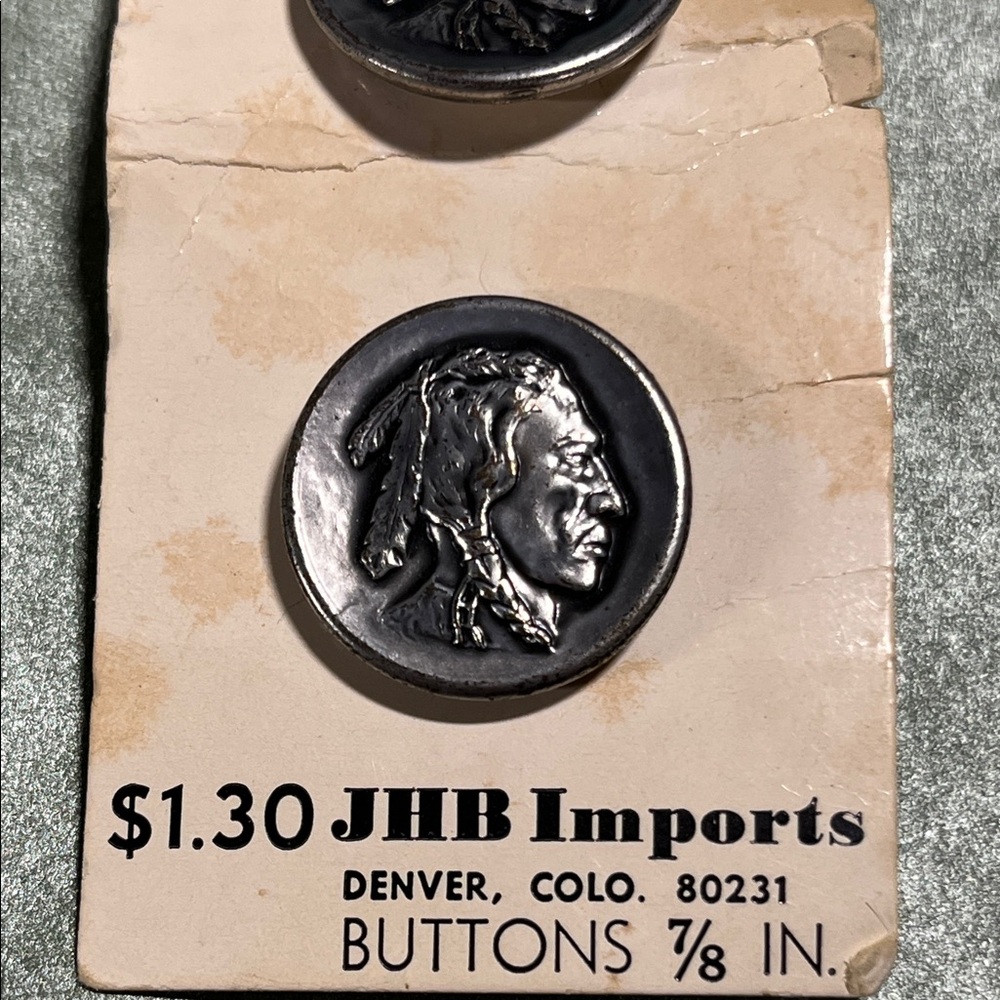 Vintage JHB Indian Head Buffalo Nickel Button Set - Picture 2 of 5